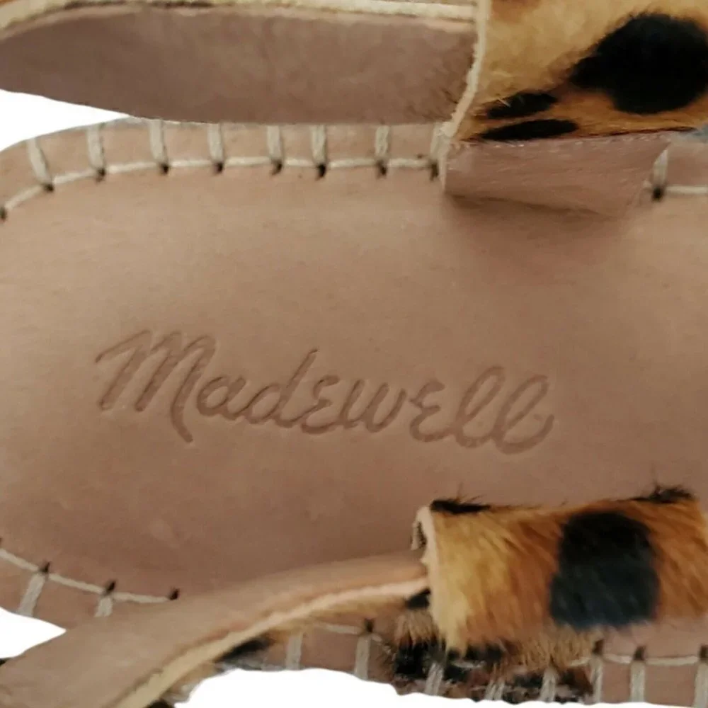Madewell Malia Espadrille Sandals‎ 8.5 Leopard Calf Hair Asymmetrical NEW